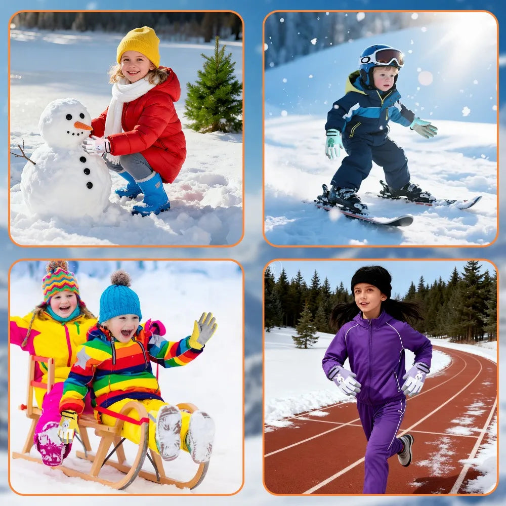 Children's Waterproof Ski Gloves, Winter Thick Glove with Cartoon Printed Boys Girls 4-14 Years For Winter Fun Cycling Snowboard Peaceful Pleasures Health and Wellness
