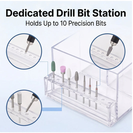 Clear Acrylic Nail Display Box – Transparent Organizer for Drill Bits & Manicure Tools, 1PC Holder Peaceful Pleasures Health and Wellness