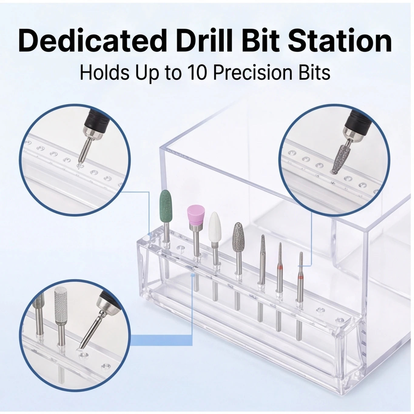 Clear Acrylic Nail Display Box – Transparent Organizer for Drill Bits & Manicure Tools, 1PC Holder Peaceful Pleasures Health and Wellness