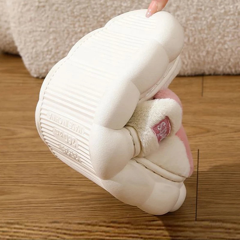 Winter Plush Fur Slippers – Non-Slip Indoor House Shoes Men & Women