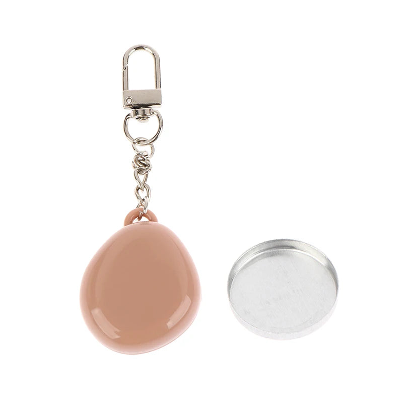 Colorful Keychain Empty Makeup Compact Diy Refill Case With Aluminum Tray Portable Cosmetic Storage Small Blush Container Peaceful Pleasures Health and Wellness Brown Keychain