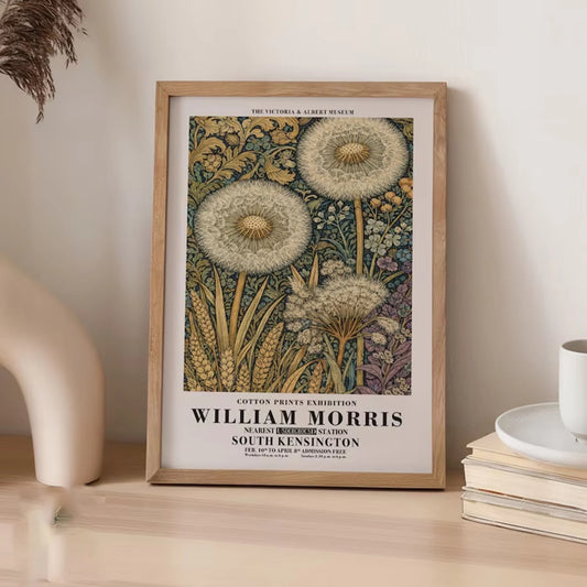 William Morris Dandelion Floral Canvas Wall Art Print | Home Decor Floral Canvas Print Peaceful Pleasures Health and Wellness G5269 30x40cm Wood Framed