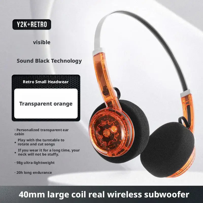 Retro Transparent Wireless Headphones | Bluetooth 5.2 | 20Hr