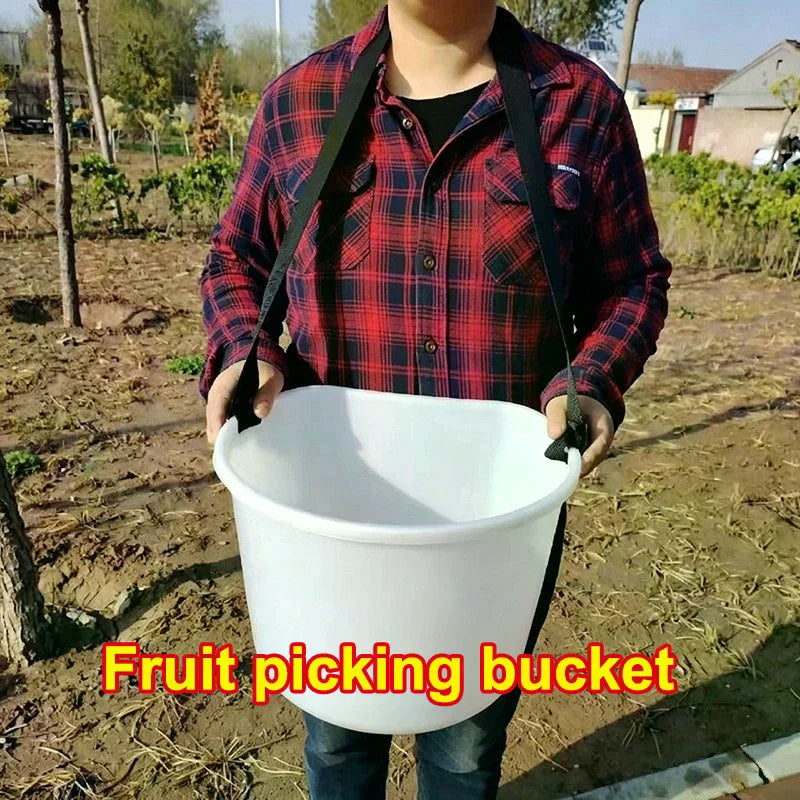Thickened Plastic Fruit Picking Bucket | Adjustable Shoulder Strap