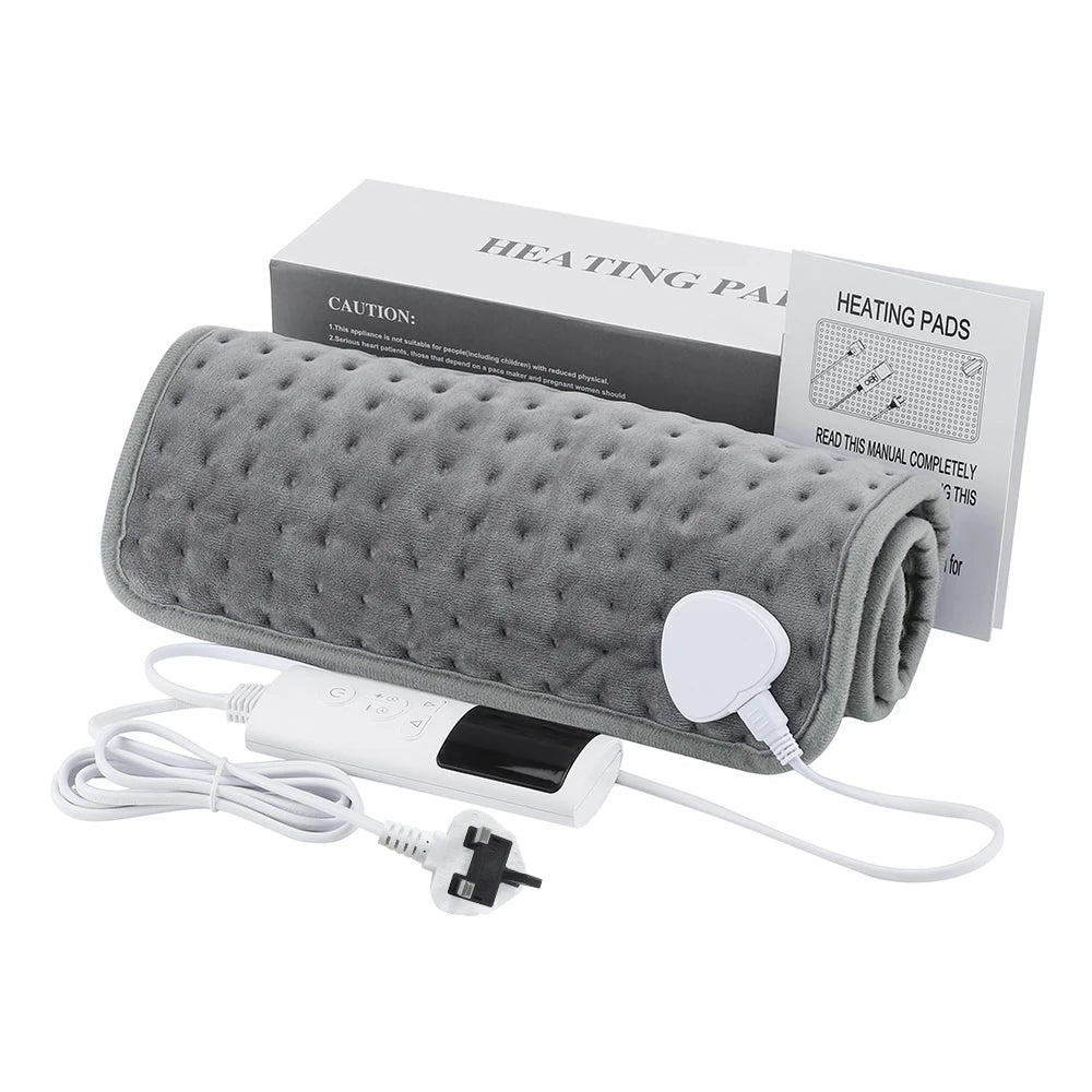 Electric Heating Pads for Back Neck Shoulder Relief Home Sofa Office Desktop Winter Warm Blanket Auto-Off Machine Washable Mat Peaceful Pleasures Health and Wellness UK PLUG 220V