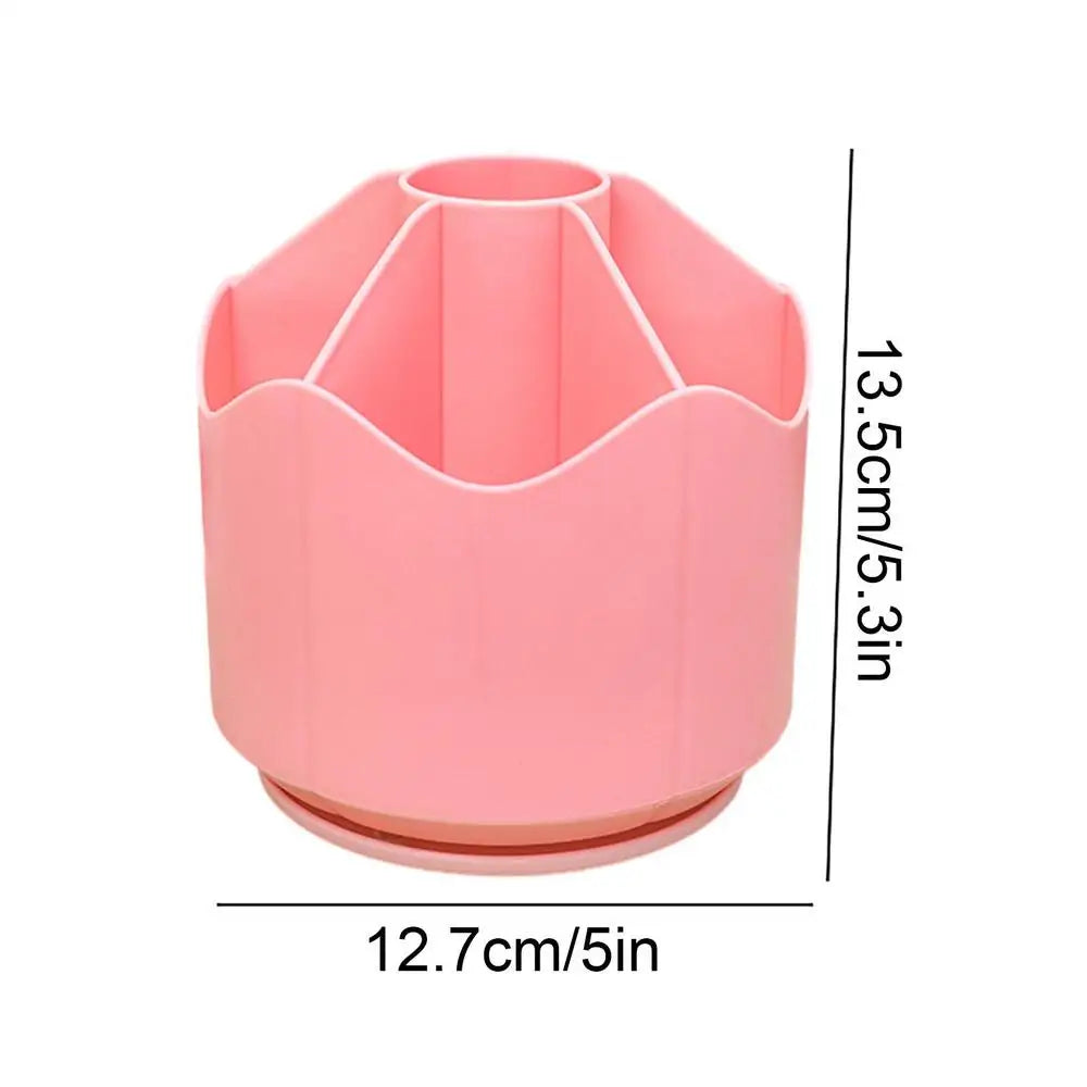 Rotating Pen Holder Organizer 360 Degree Spinnings Desktop Storage For Pens Markers Brushes, Space Saving Desk Organizer Peaceful Pleasures Health and Wellness Pink