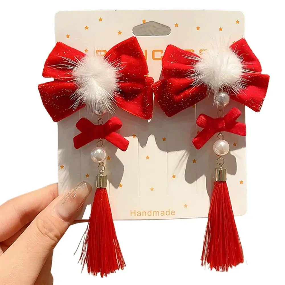 Festival Charming Hair Clips New Year Children Girls Chinese Style Red Ribbon Bow Hair Pin Festival Jewelry Hair Accessories Peaceful Pleasures Health and Wellness style4