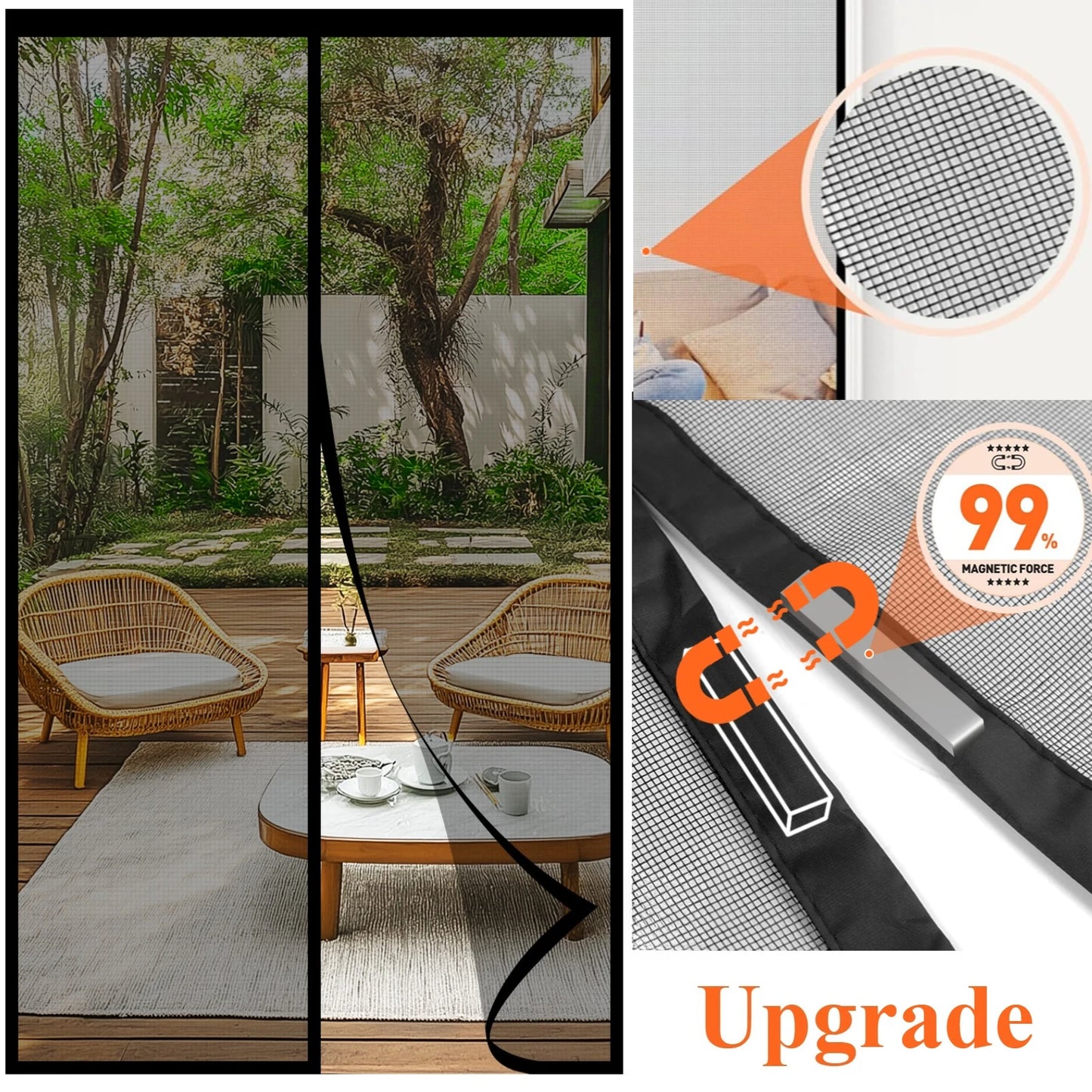 Magnetic Door Screen Curtain 100x210cm | Auto-Close Bug Net