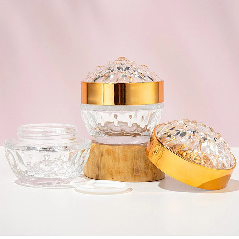 50g Glass Face Cream Jar With Lid Luxury Diamond Acrylic Cosmetic Jar Container For Cream Lotion Jars Travel Lotion Bottle Peaceful Pleasures Health and Wellness
