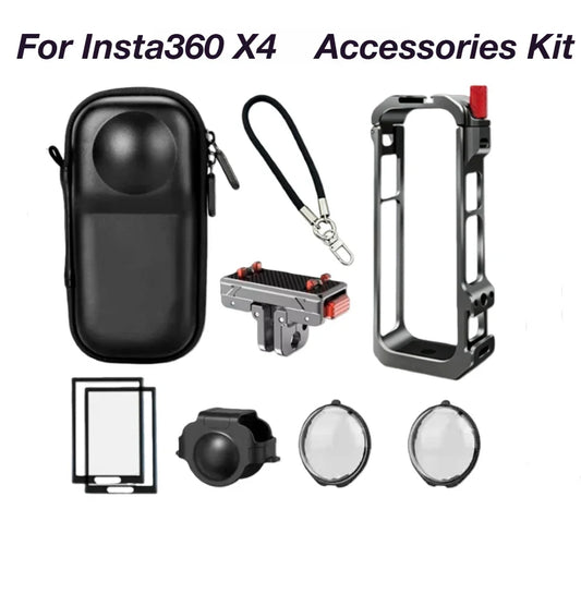 Aluminum Cage & Lens Cover for Insta360 X4 / X5 Camera Camera Cage Kit Oasis Select