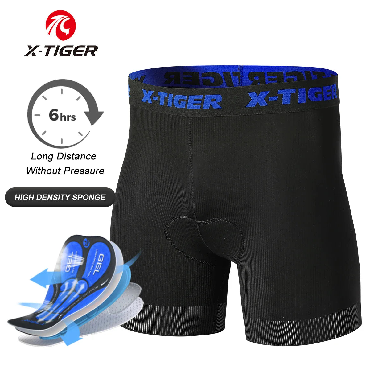 X-TIGER Men's Gel Pad MTB Cycling Shorts – Breathable Underwear
