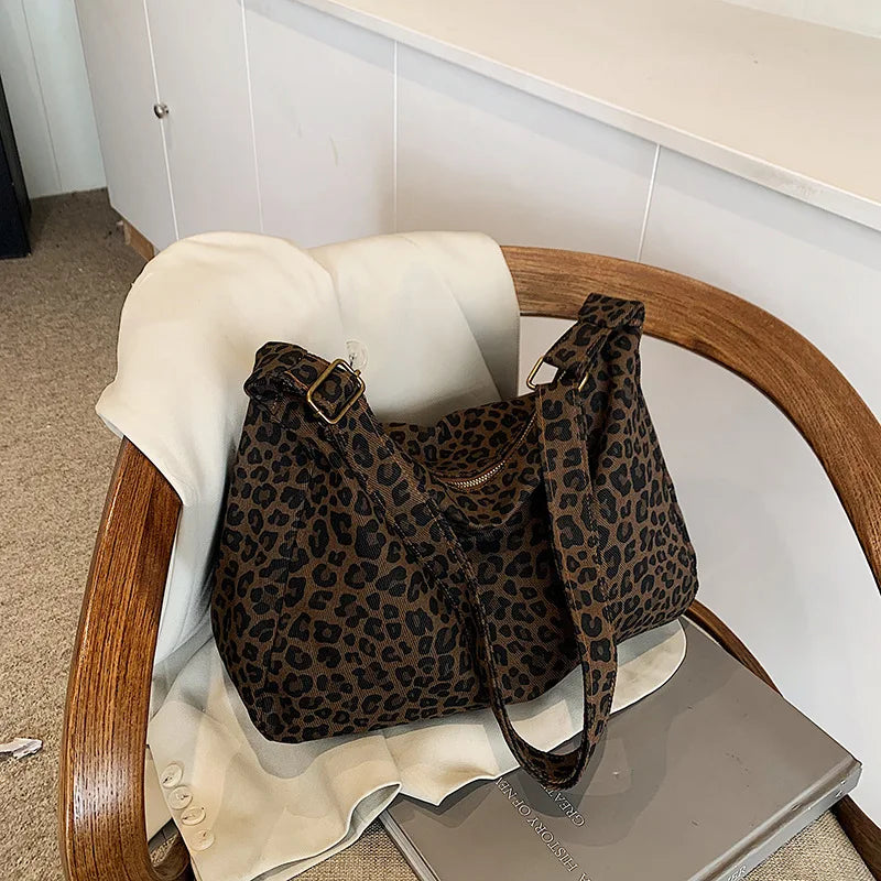 Leopard Print Large-Capacity Crossbody Shoulder Bag for Women