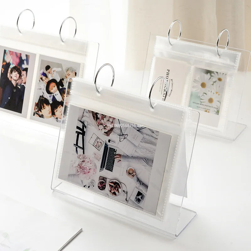 Tabletop Photo Frame Photo Album 68 Pockets Desk Calendar Album Mini Poster Frame Acrylic Display Sign Holder Photocard Holder Peaceful Pleasures Health and Wellness