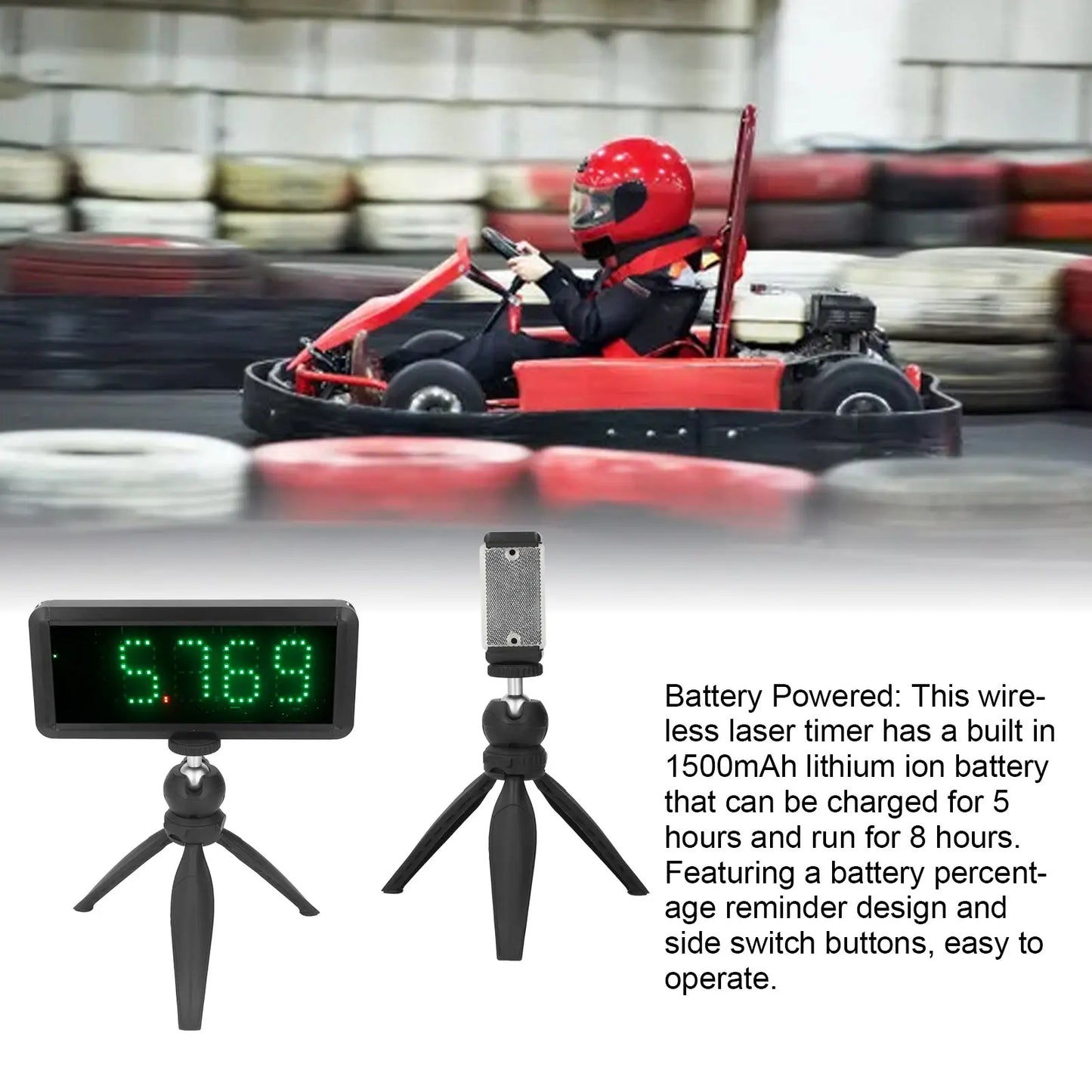 Wireless Sprint Timer Battery Powered Laser Stopwatch Timing Clock