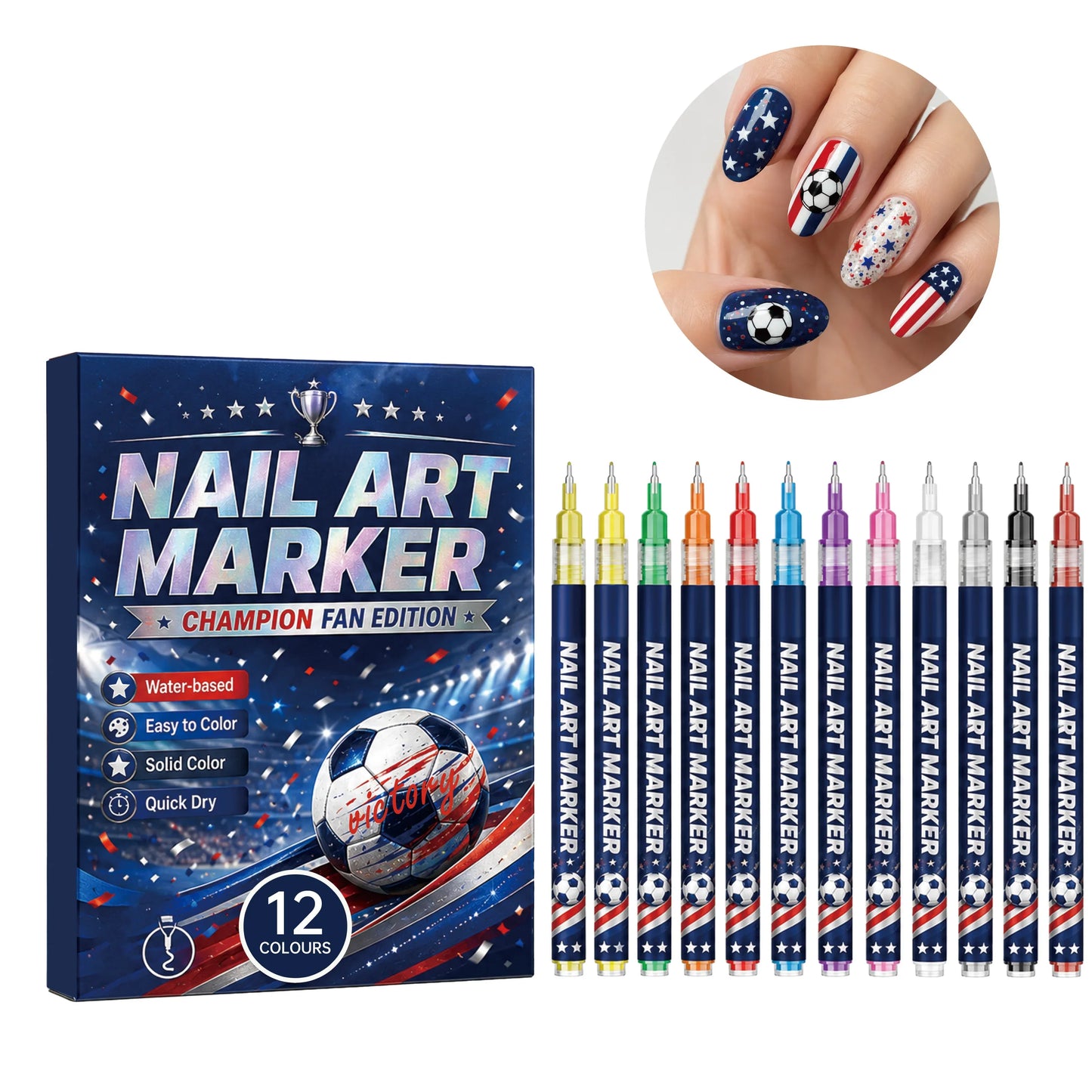12-Piece Waterproof Nail Art Pens – Fine Tip DIY Design Markers Nail Art Pens Oasis Select NailArtPen