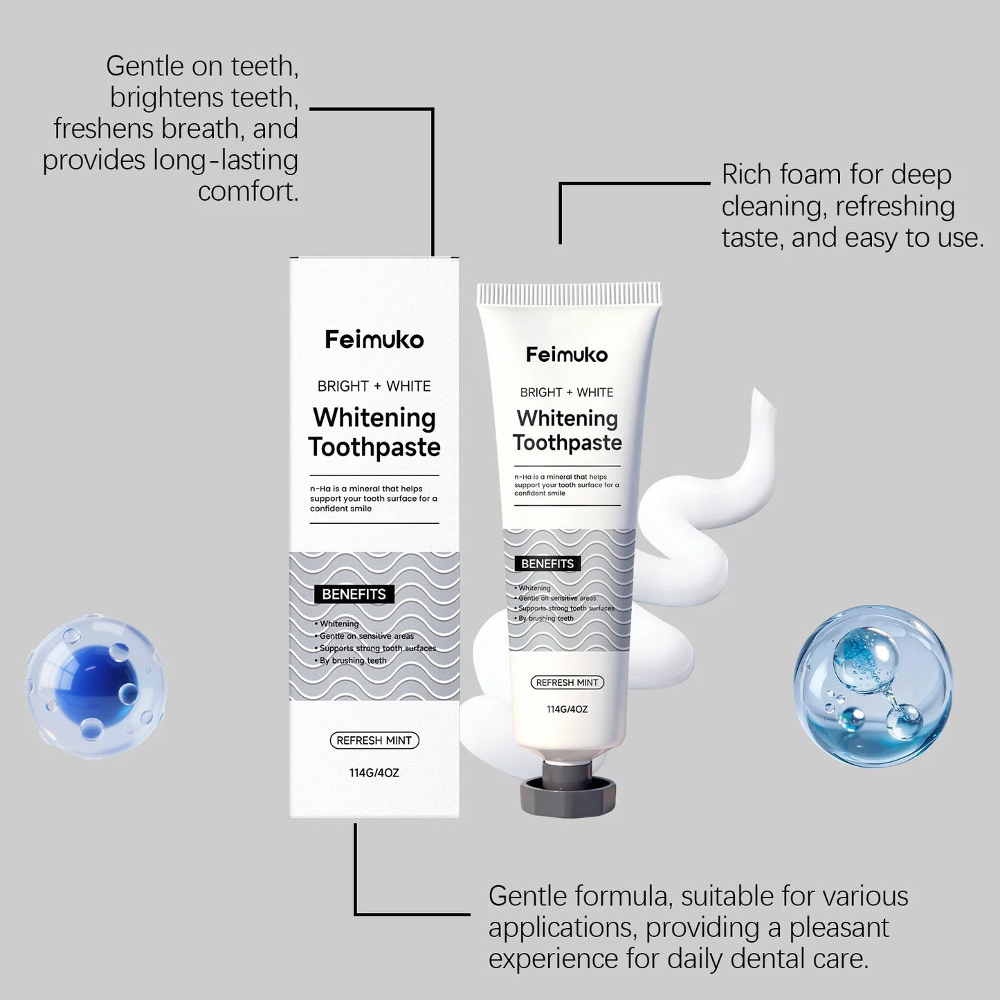 Gentle Cleansing Toothpaste Teeth Stain Removal Reduce Oral Odor Protect Gum Refreshing Oral Hygiene Dental Whitening Toothpaste Peaceful Pleasures Health and Wellness