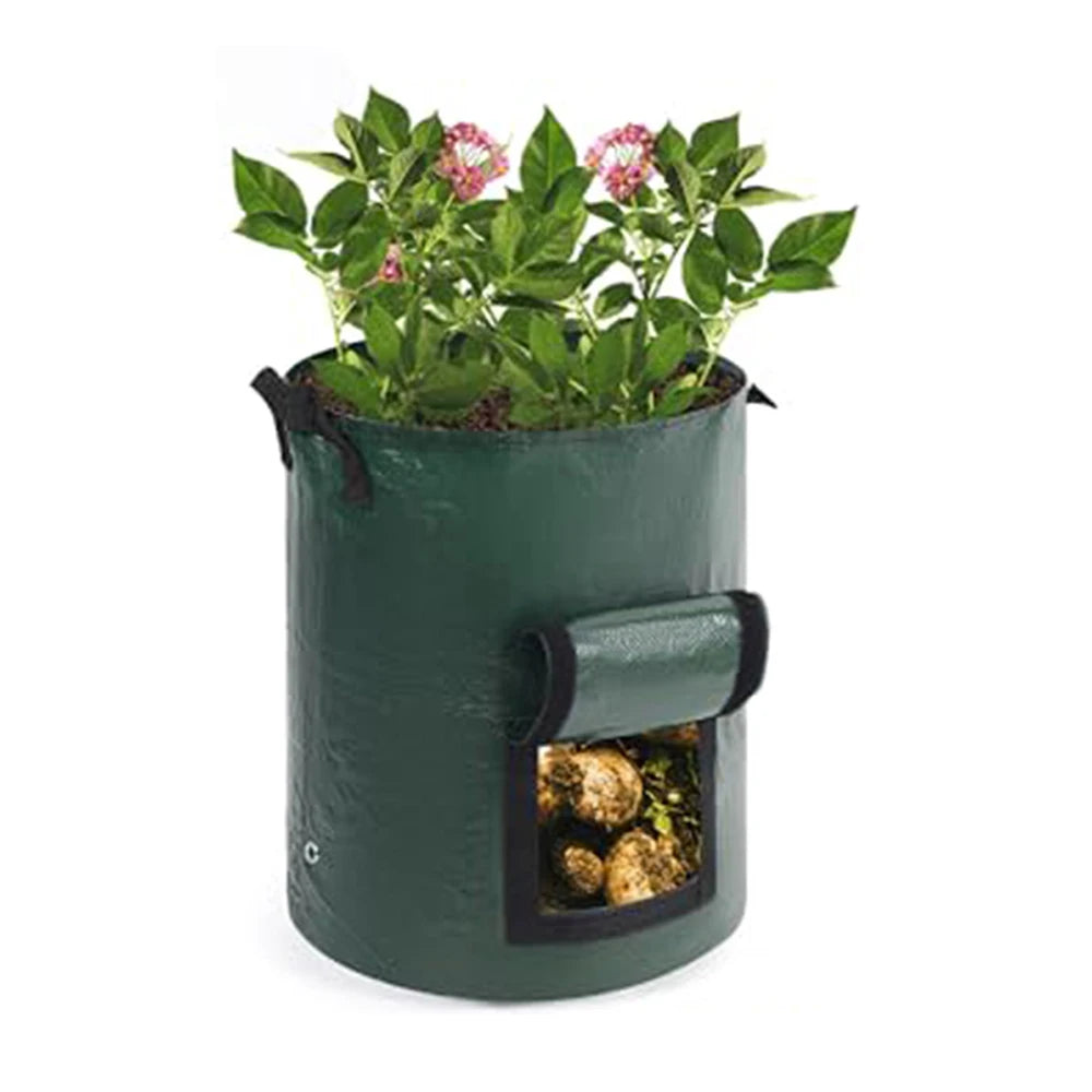 1PC Garden Potato Grow Bag PE Fabrics Gardening Thicken Pot Vegetables Planter Tub with Handles and Access Flap Peaceful Pleasures Health and Wellness 30x35cm 7 gallon(US)
