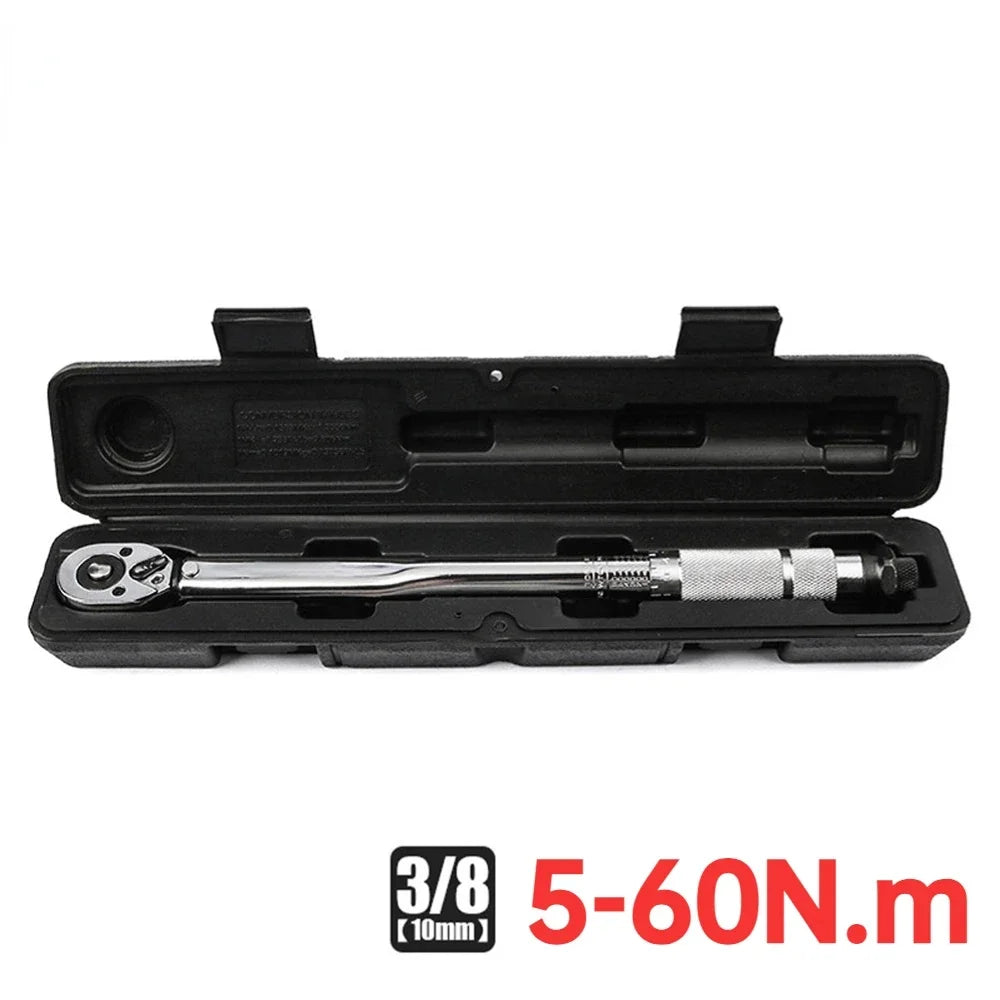 3/8 1/2-Inch Drive Click Torque Wrench Square Drive Ratchet Wrench Repair Spanner Key Hand Tools With Box Auto Repair Tool Peaceful Pleasures Health and Wellness 5-60