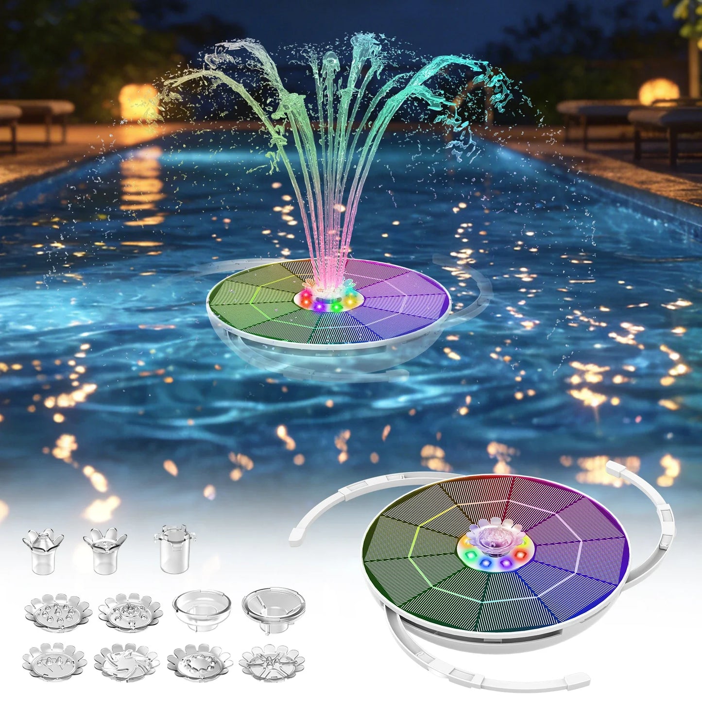 6.5W Solar Bird Bath Fountain Pump – LED Lights & 3000mAh Battery