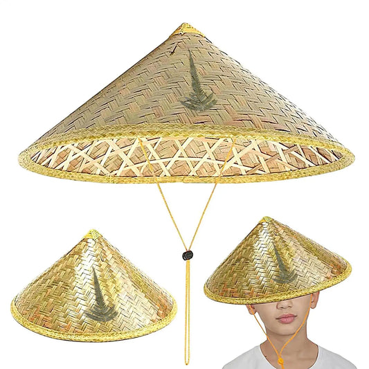 Chinese Retro Bamboo Rattan Fisherman Hat Handmade Weave Straw Bucket Hat Tourism Rain Dance Props Cone Fishing Sunshade Hat Peaceful Pleasures Health and Wellness