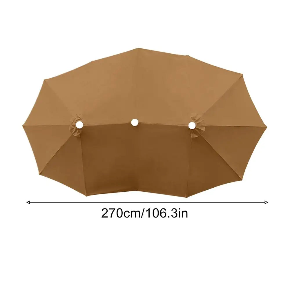 Replacement Patio Umbrella Canopy 12 Ribs 8.86ft Waterproof UPF30 Triple Parasol Top Cover Umbrella Fabric Replacement For Peaceful Pleasures Health and Wellness China Mainland Dark Khaki