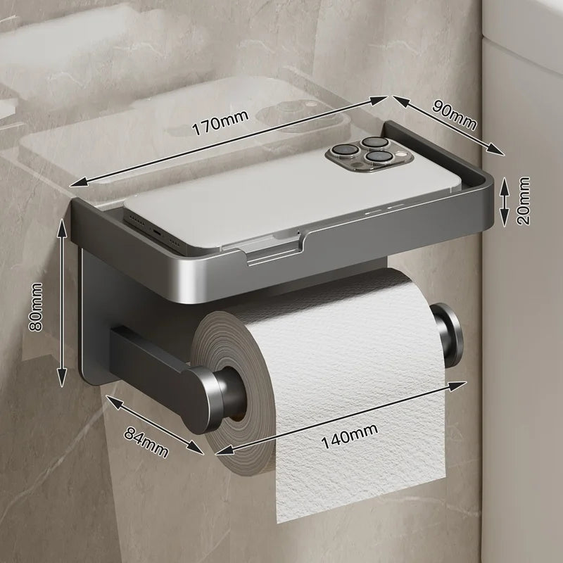 Drill-Free Wall Mount Toilet Paper Holder – Waterproof Metal