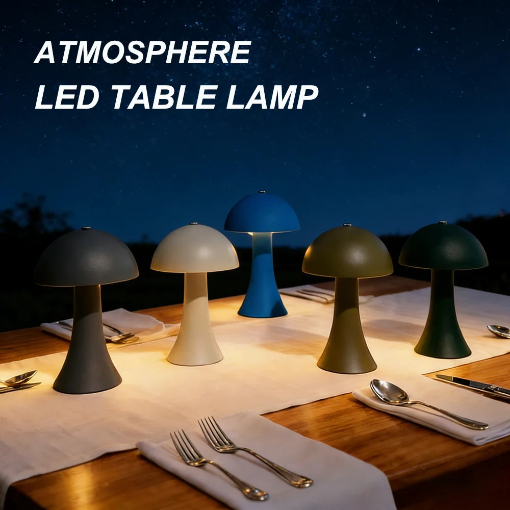 Rechargeable New LED Table Lamp Retro Mushroom Touch Sensor Bedside Lamp For Home Bedroom Restaurant Bar Decor Light Peaceful Pleasures Health and Wellness