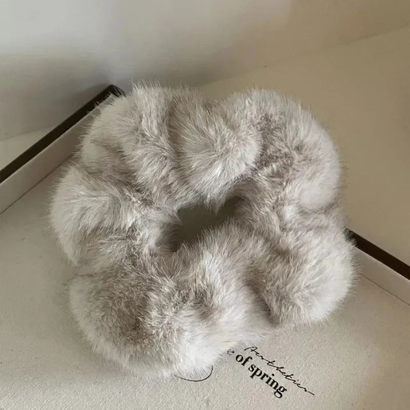 Retro Plush Elastic Hair Tie | Imitation Mink Hairband for Women
