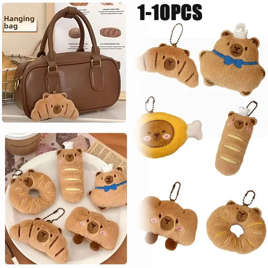 Capybara Plushie Keyring – Cute Anime Bread Topper Fluffy Toy Plushie Keychain Peaceful Pleasures Health and Wellness