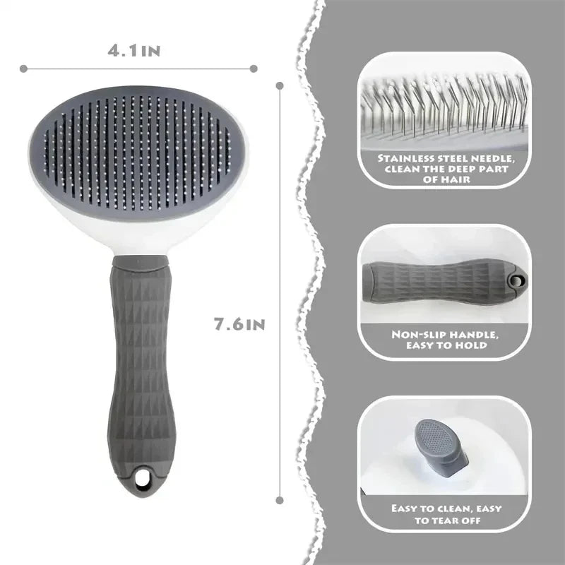 Pet Dog Brush Cat Comb Self Cleaning Pet Hair Remover Brush For Dogs Cats Grooming Tools Pets Dematting Comb Dogs Accessories Peaceful Pleasures Health and Wellness