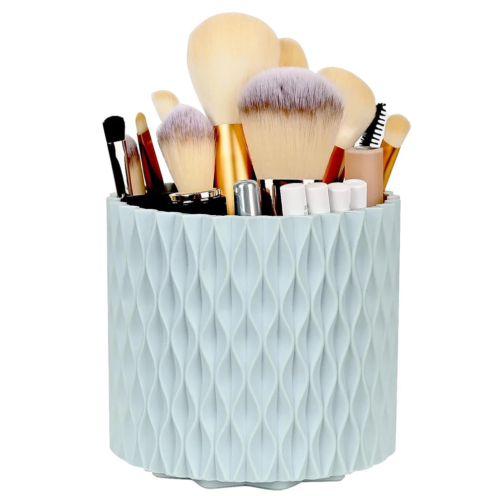 Rotating Makeup Brush Organizer | 360° Desktop Cosmetic Holder