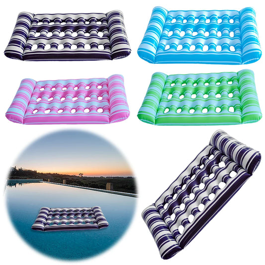 Inflatable Pool Floating Lounger – Foldable PVC Air Mattress Peaceful Pleasures Health and Wellness