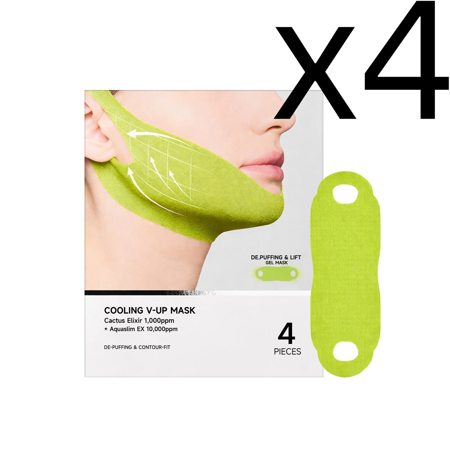 Centella Asiatica Face Lifting Mask Lift Facial Contour Tighten Skin Firm Cheek Enhance Firmness Easy Apply Face Shaping Bandage Peaceful Pleasures Health and Wellness 4pcs Boxed X 4PCS
