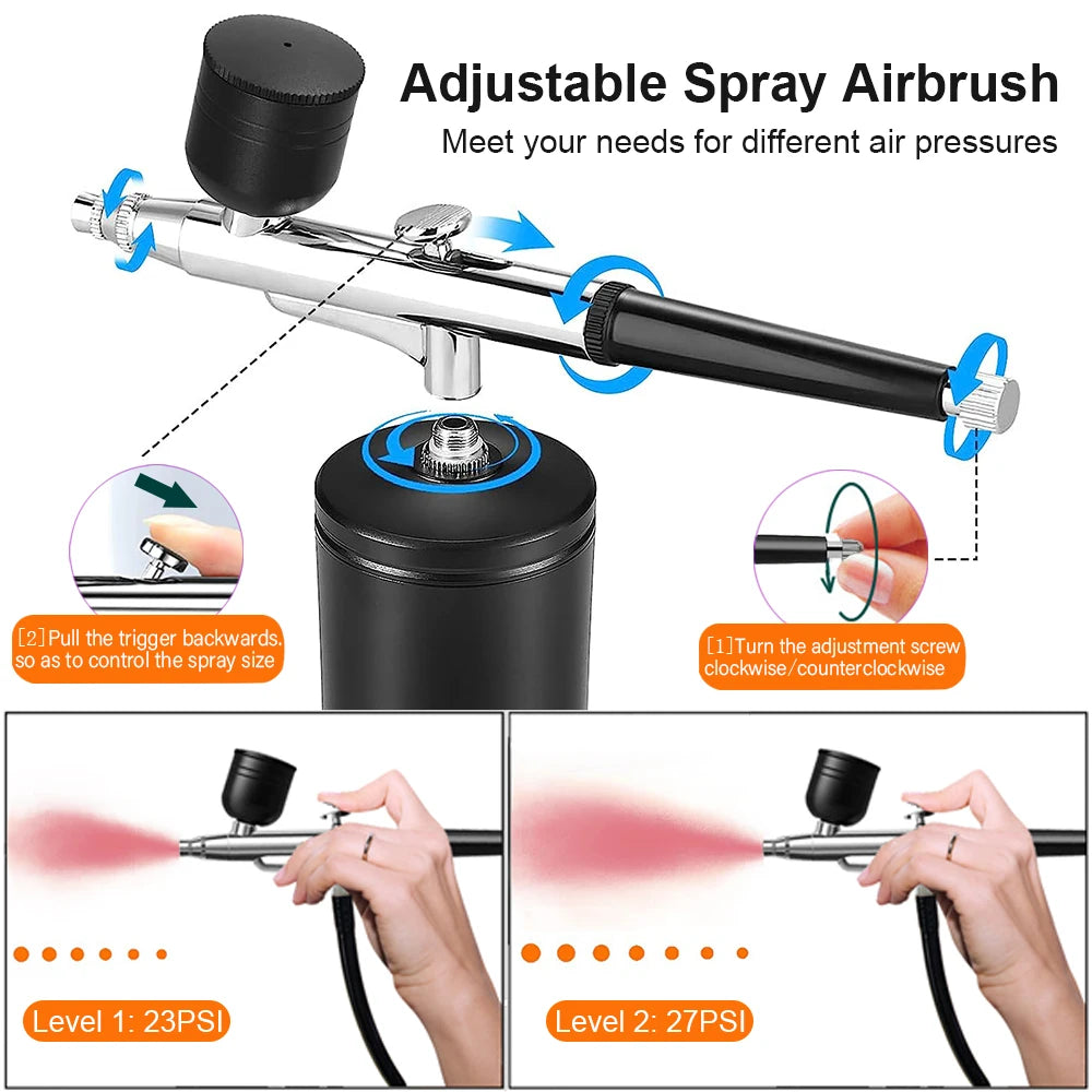Airbrush Painting Airbrush with Compressor Mini Spray Gun for Paint Modeling Paint Spray Portable Airbrush Kit with Compressor Peaceful Pleasures Health and Wellness