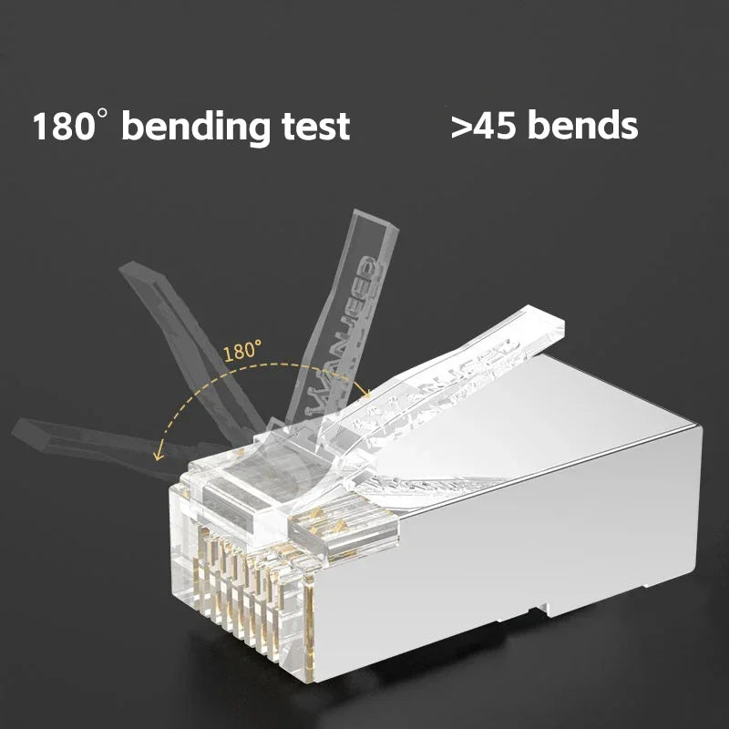Cat6 Shielded Pass-Through RJ45 Gold-Plated 8P8C Connectors
