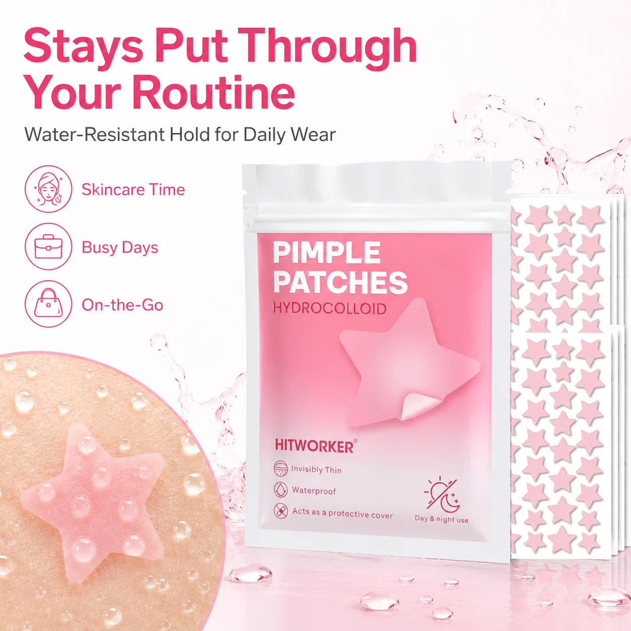 Pink Star Hydrocolloid Acne Patches 120/200/800 Pcs | Blemish