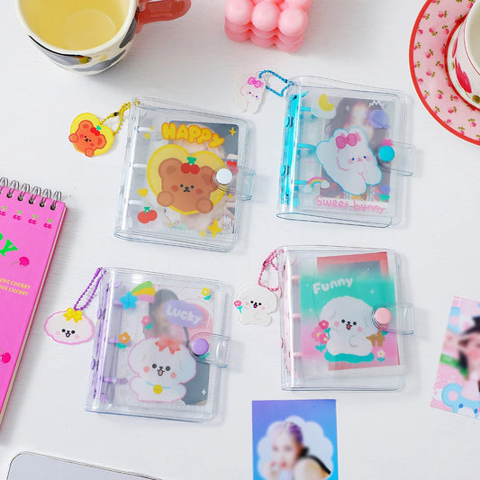 Cute Bear PVC Three Hole Loose Leaf Album Transparent Cartoon Peaceful Pleasures Health and Wellness
