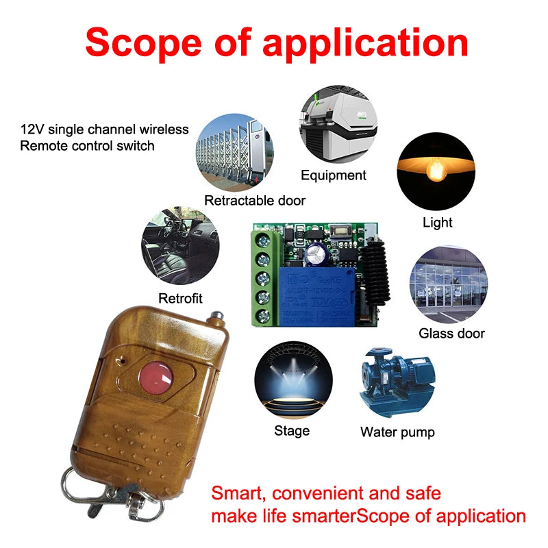 DC 12V 10A RF Relay Receiver 433mhz Wireless Remote Control EV1527 Learning Code Transmitter 2 bottons Peaceful Pleasures Health and Wellness