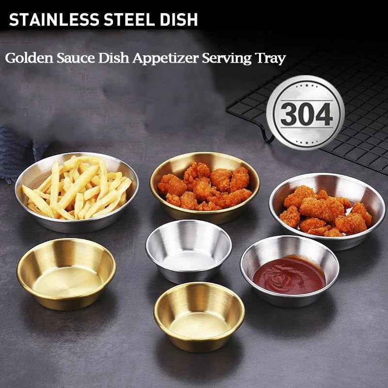 4-Pack Golden Stainless Steel Sauce Dishes & Appetizer Plates