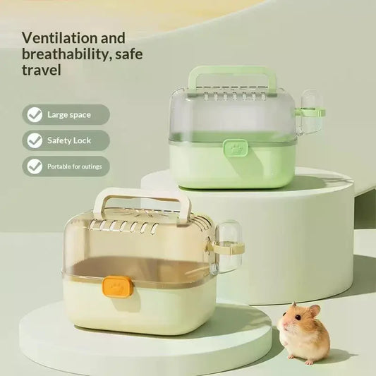 Portable Hamster Travel Cage with Handle & Water Bottle Small Animal Carrier Peaceful Pleasures Health and Wellness