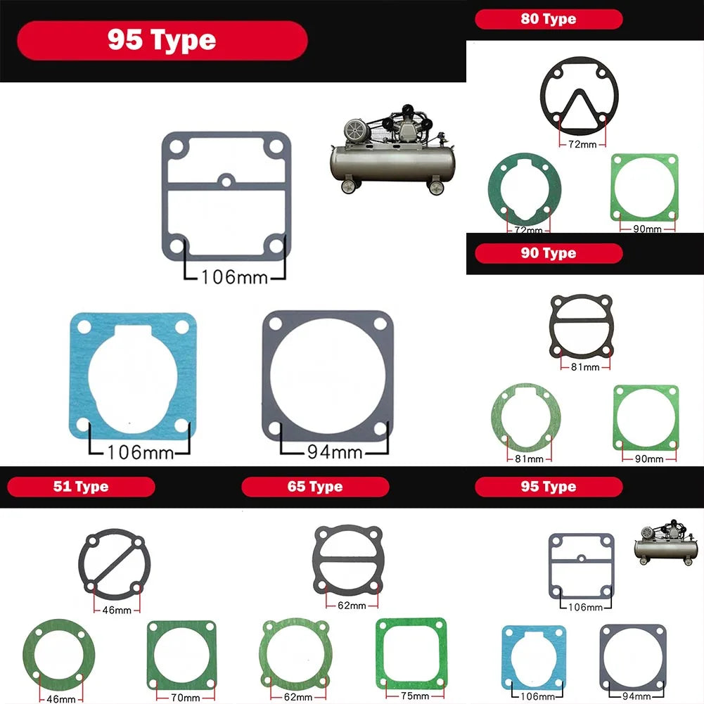 3In1 Air Compressor Cylinder Head Base Valve Plate Gaskets Washers 51