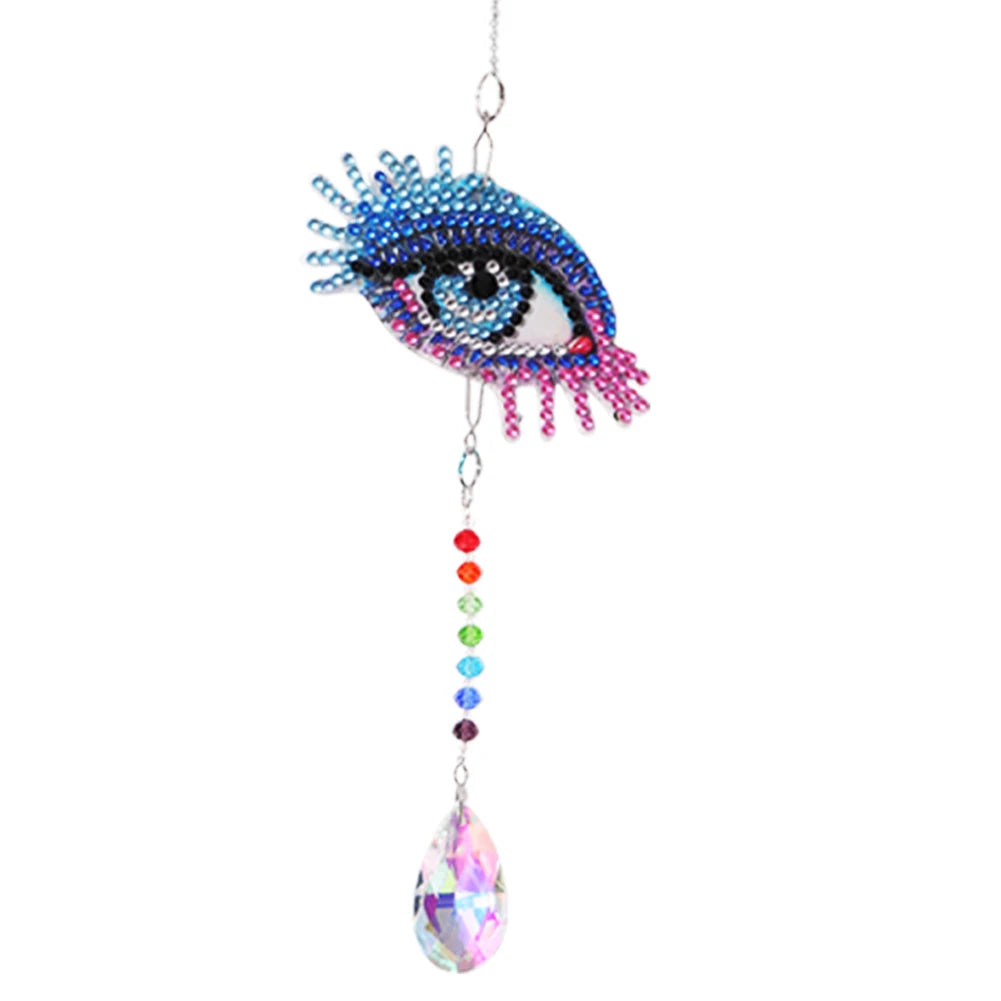 Diamond Mosaic DIY Light Catch Wind Chime Pendant Rhinestone Hanging Wall Ornament Rhinestone Picture Home Decoration Gifts Peaceful Pleasures Health and Wellness Big Eyes