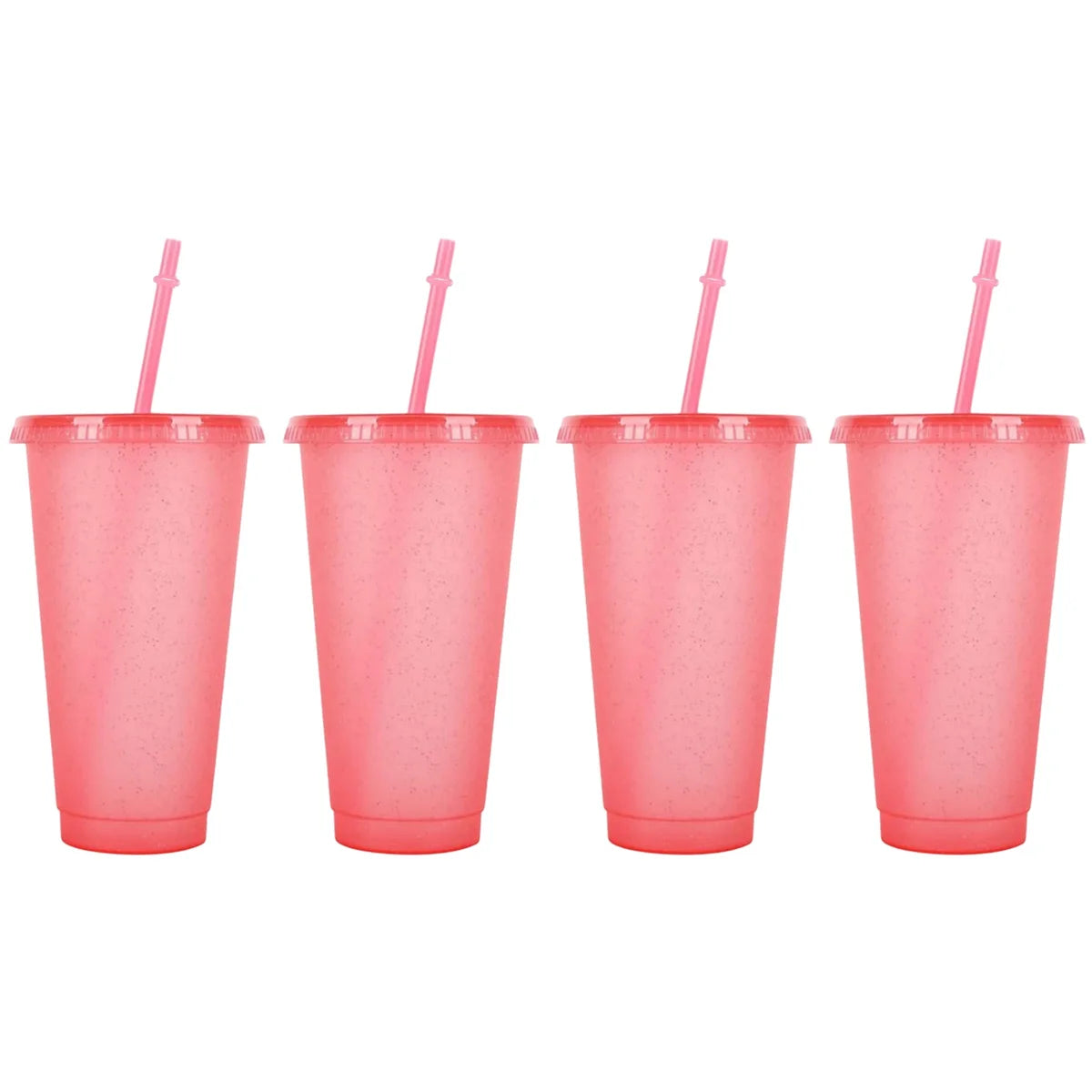 2/4Pcs Reusable Plastic Cup, 710ml Drinkware Tumblers, Coloured Acrylic Cups Tumblers with Lids and Straws, Plastic Bulk Cup Peaceful Pleasures Health and Wellness 4pcs pink