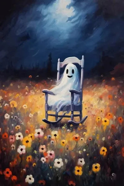 Halloween Cute Ghost Forest Canvas Poster | Wall Art Décor Canvas Wall Poster Peaceful Pleasures Health and Wellness ZLH5108 100x150cm No Frame