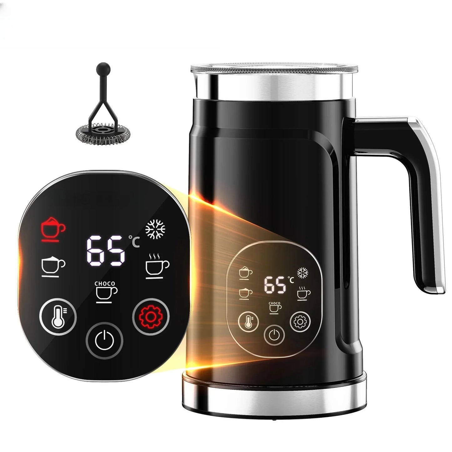 5-in-1 Milk Frother LED Touchscreen – Hot & Cold Foam Maker