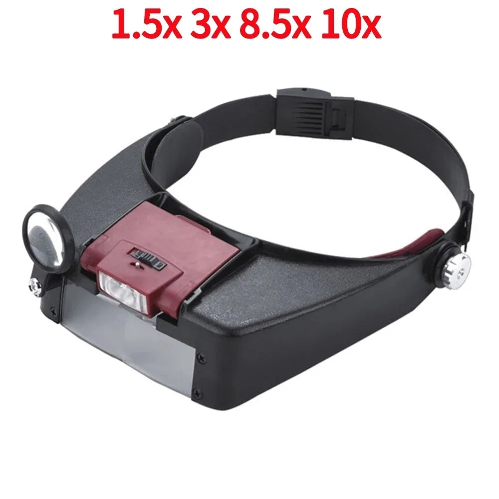 Adjustable LED Head Mounted Bifocal Magnifier Glasses 1.5X 6X 8X Left Right for Reading Craft Inspection Model Building Peaceful Pleasures Health and Wellness 81007A Red