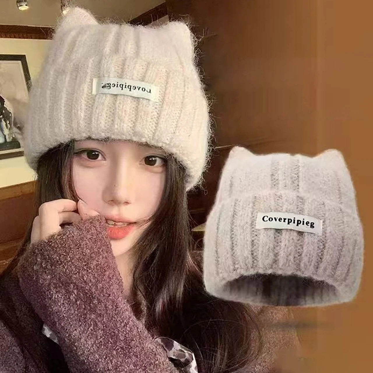 Women's Cat Ear Beanie – Warm Winter Knit Hat