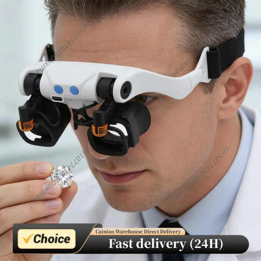 Headband Magnifying Glasses with LED Light Hands Free Magnifier with 10 Interchangeable Lenses for Jewelry Electronics Repair Peaceful Pleasures Health and Wellness