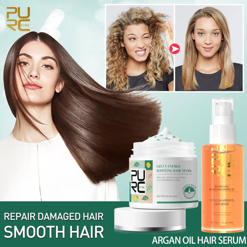 PURC Keratin Hair Mask & Argan Oil Serum | Smooth & Nourish