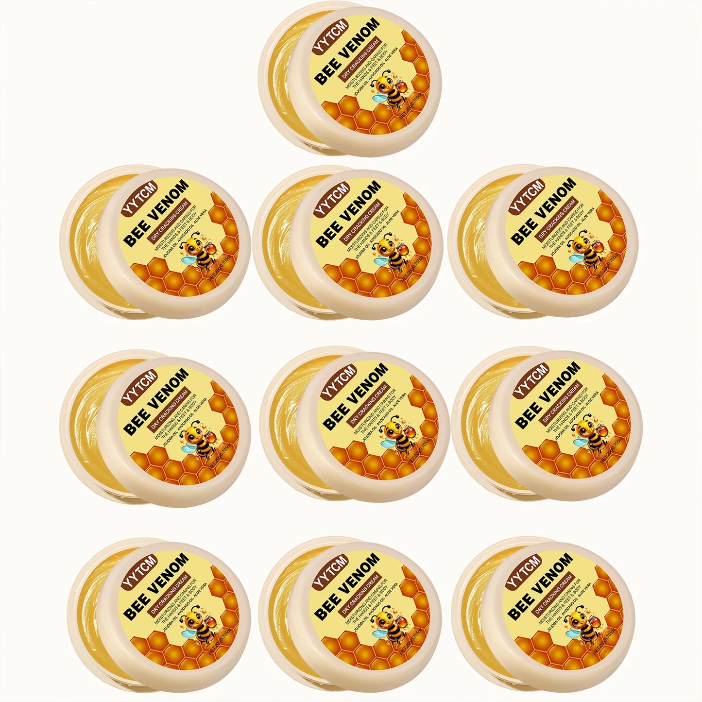 Bee Venom Dry Crack Moisturizing Cream, Hydrating & Nourishing for Autumn Winter, Smooth & Soft Skin Care, Hydrating Foot Cream Peaceful Pleasures Health and Wellness 10Pcs 20g